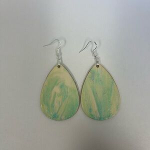 Teardrop Earrings in Green and Yellow